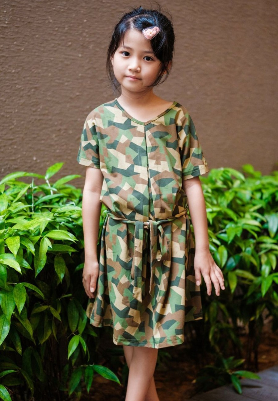 Matching Sets moleyapparels | Camo Print Flare Dress Green (Girl'S Dress)