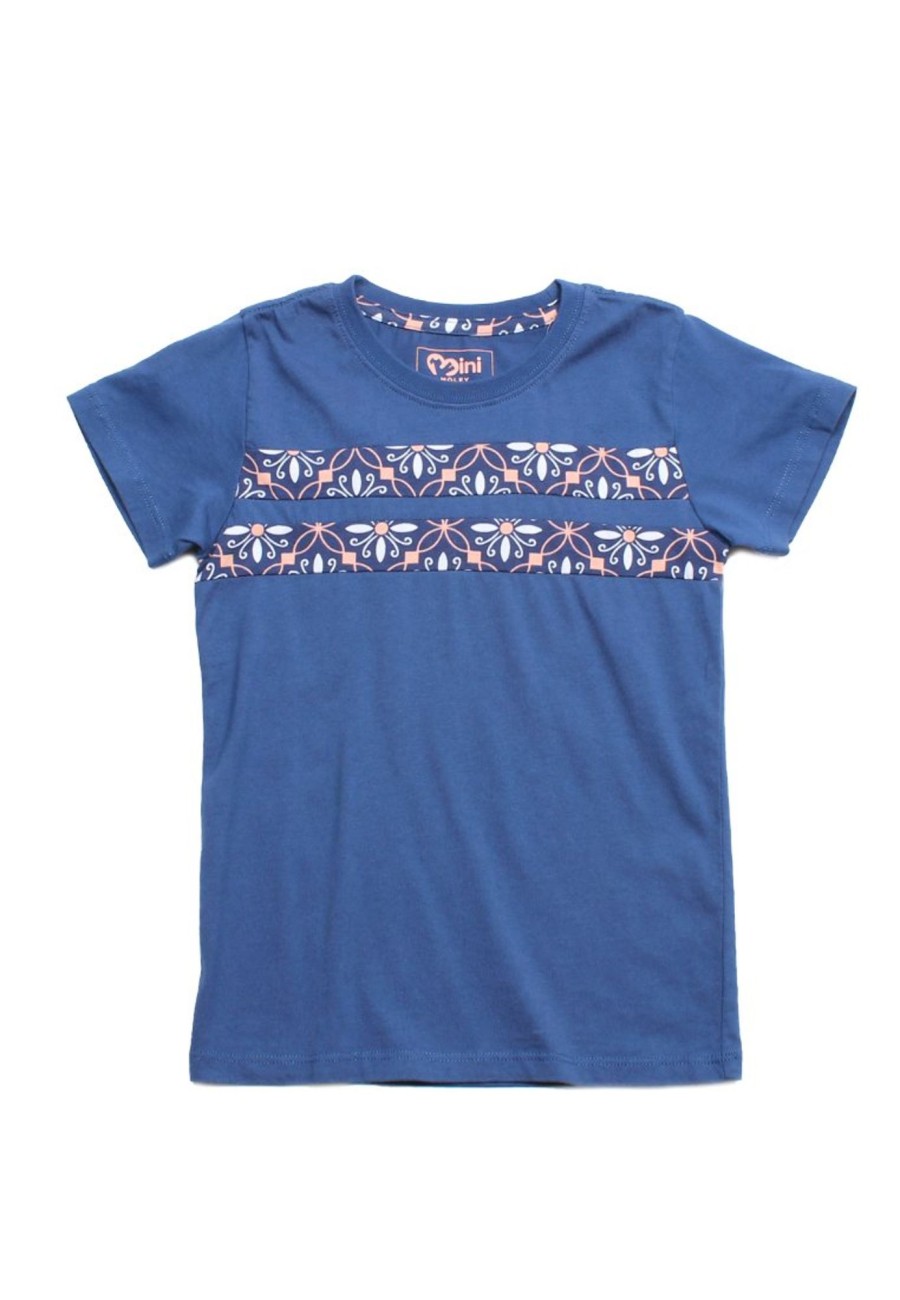 Matching Sets moleyapparels | Twin Panel Peranakan Inspired Print T-Shirt Navy (Boy'S T-Shirt)