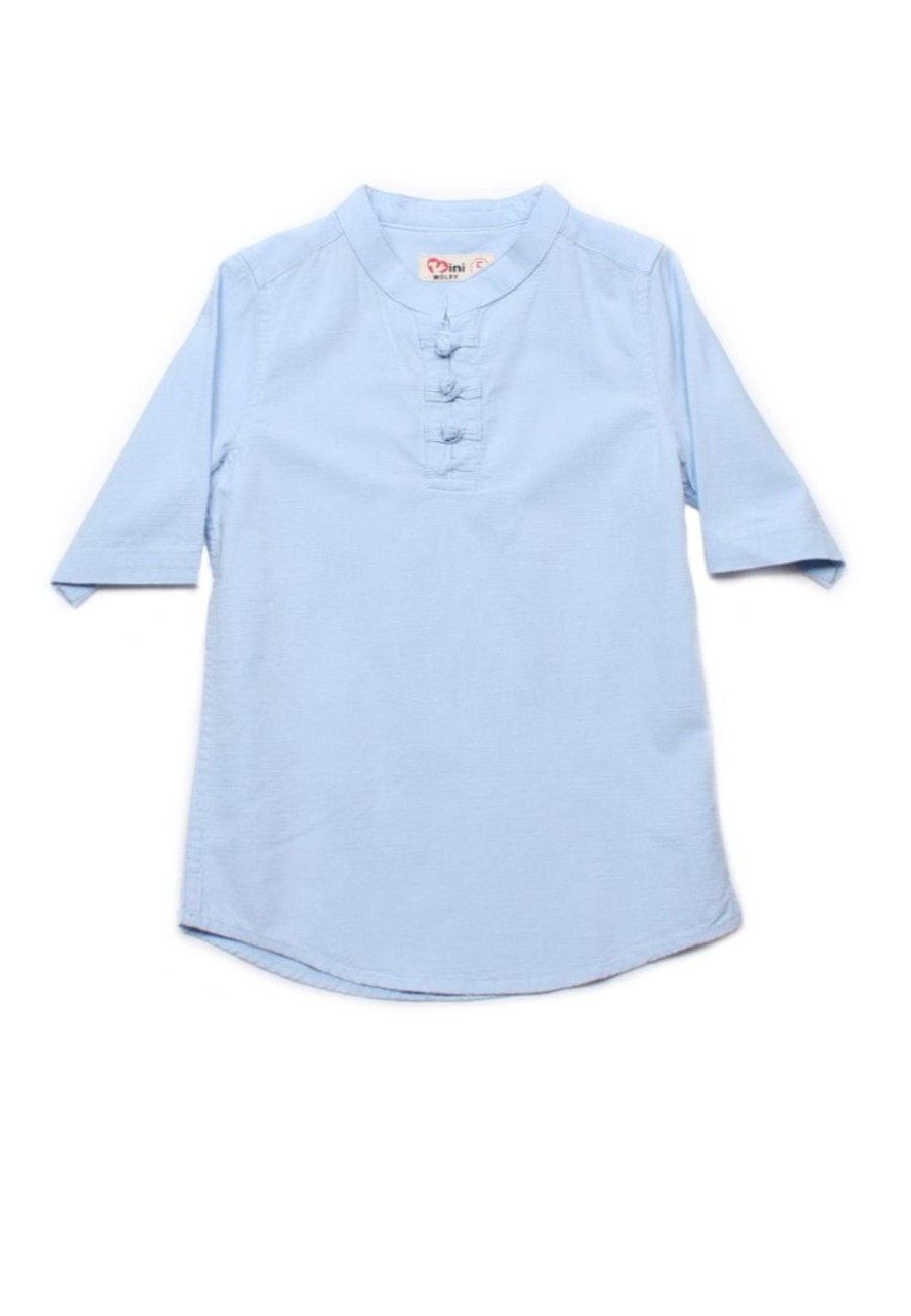 Matching Sets moleyapparels | Oriental Styled 3/4 Sleeve Shirt Blue (Boy'S Shirt)