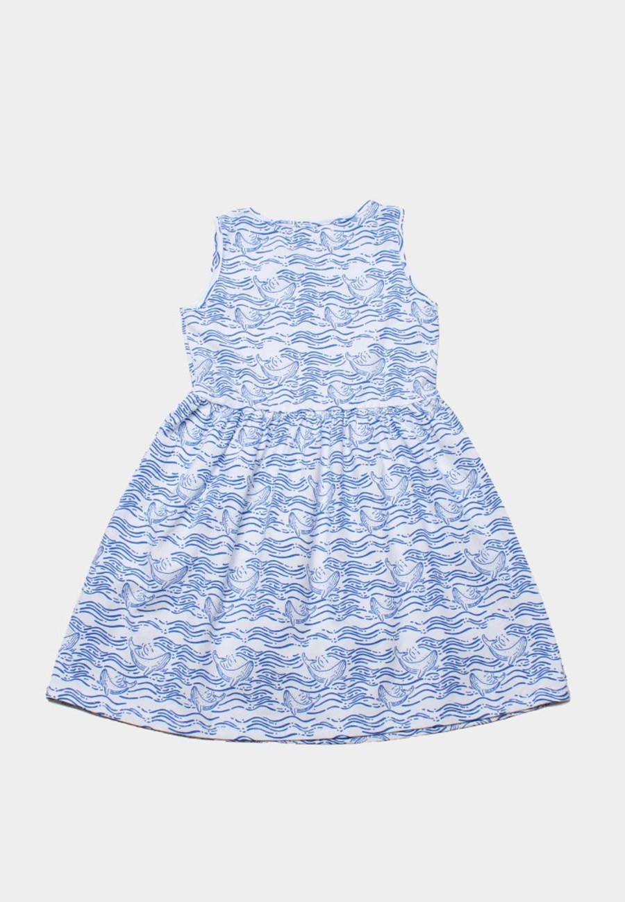 Matching Sets moleyapparels | Whale Wave Print Dress White (Girl'S Dress)