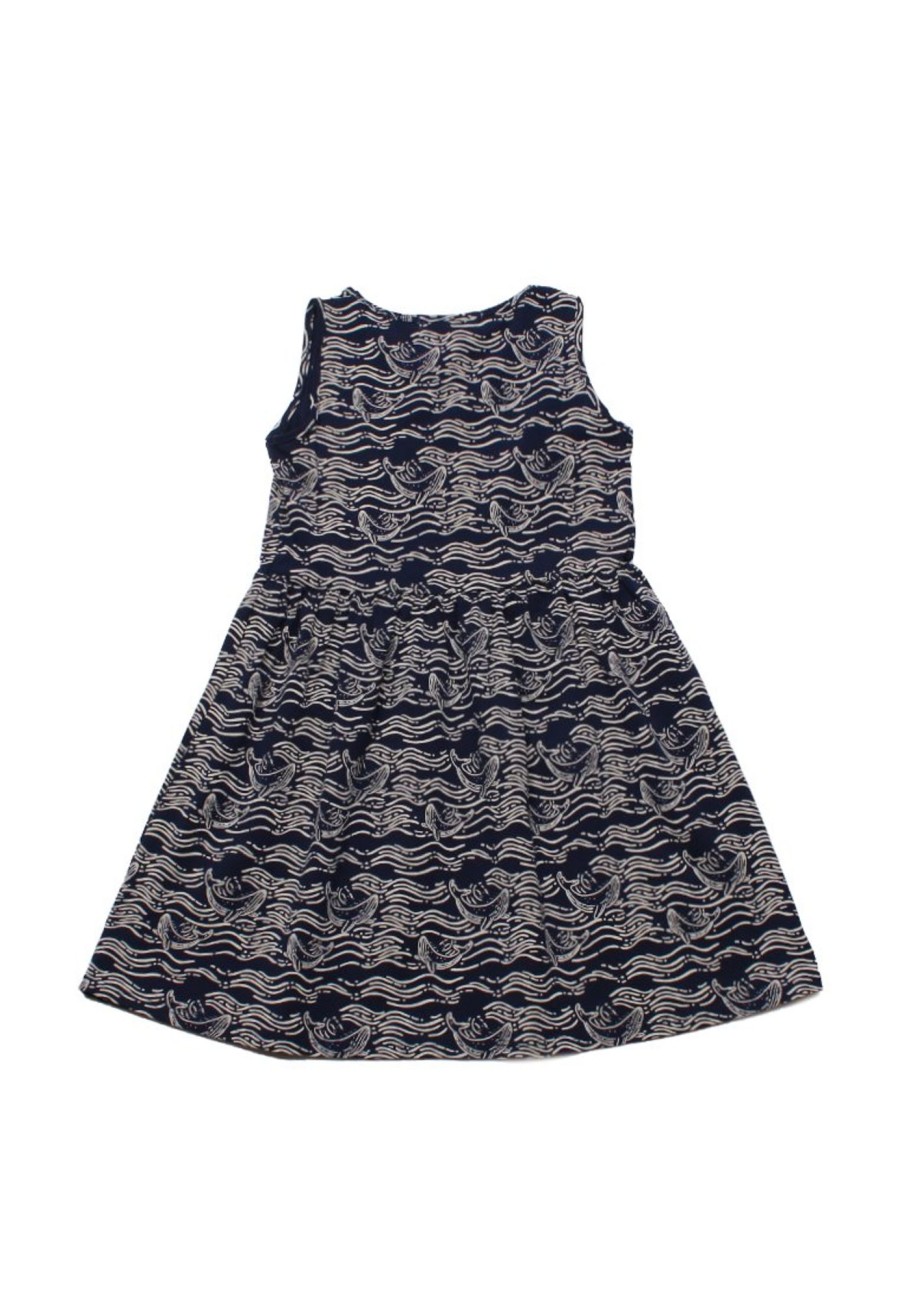 Matching Sets moleyapparels | Whale Wave Print Dress Navy (Girl'S Dress)