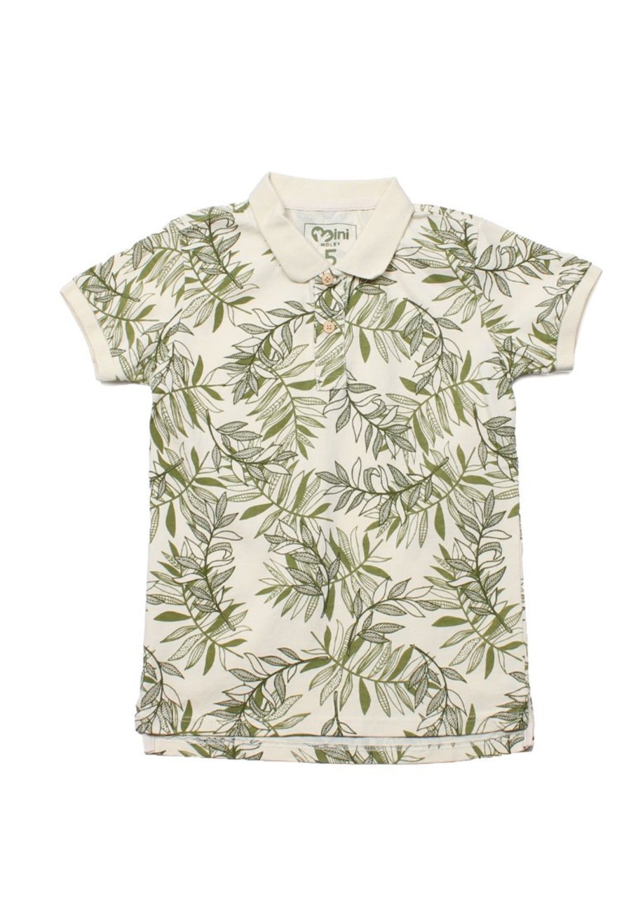 Matching Sets moleyapparels | Tropical Print Polo T-Shirt Cream (Boy'S T-Shirt)