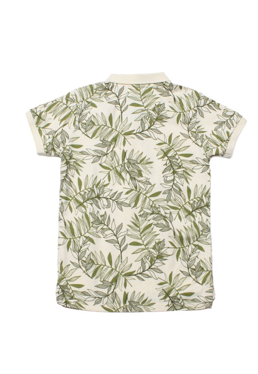 Matching Sets moleyapparels | Tropical Print Polo T-Shirt Cream (Boy'S T-Shirt)