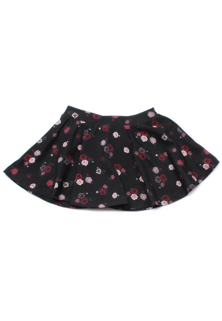 Girls moleyapparels | Rose Print Skirt Black (Girl'S Bottom)