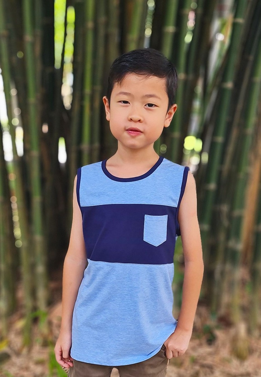 Boys moleyapparels | Colour Block Pocket Singlet Babyblue (Boy'S Singlet)