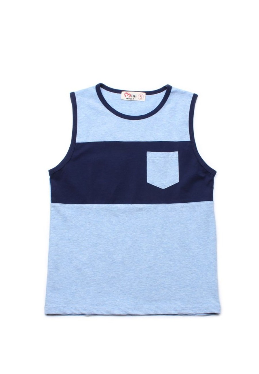 Boys moleyapparels | Colour Block Pocket Singlet Babyblue (Boy'S Singlet)