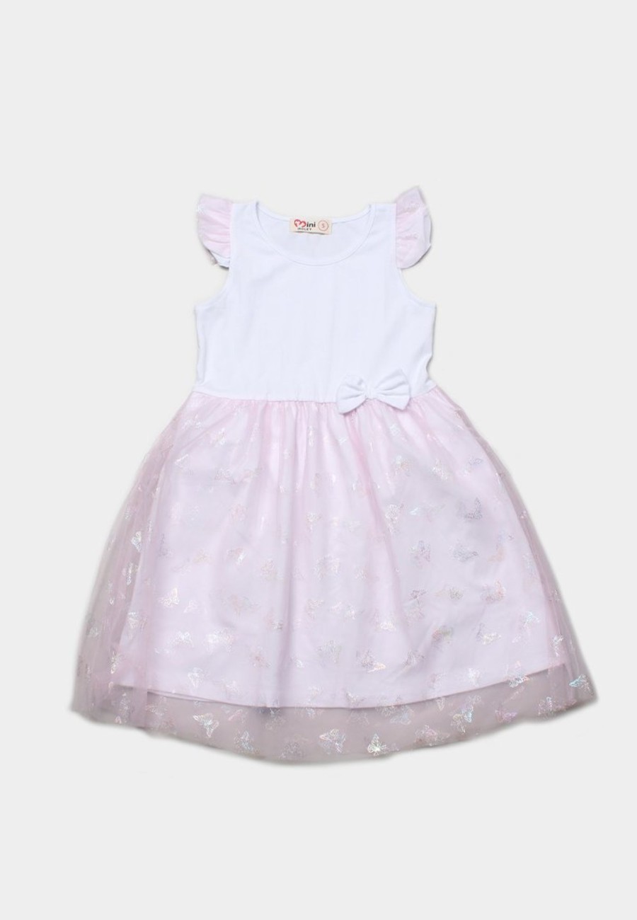 Girls moleyapparels | Butterfly Bubble Dress White (Girl'S Dress)