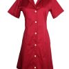 Matching Sets moleyapparels | Classic Cotton Twill Button Down Dress Ladies Red