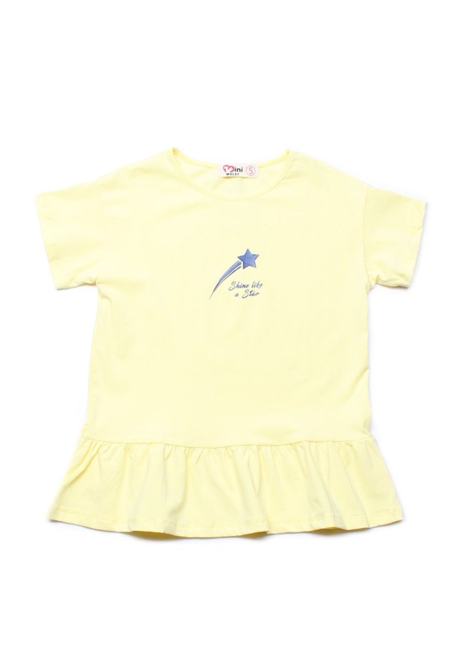 Girls moleyapparels | Shine Like A Star Frill T-Shirt Yellow (Girl'S Top)