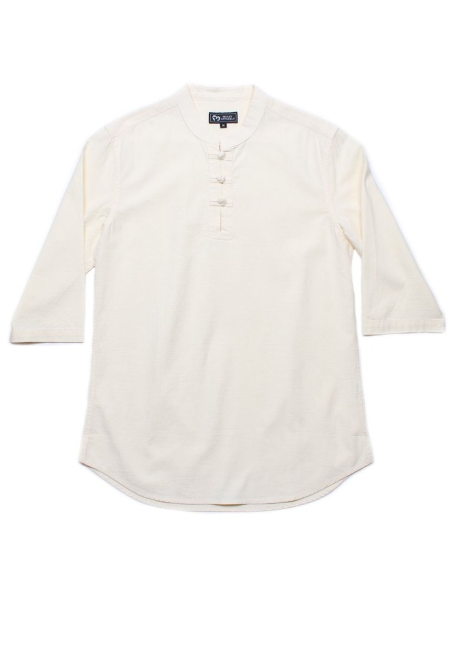 Matching Sets moleyapparels | Oriental Styled 3/4 Sleeve Shirt Cream (Men'S Shirt)