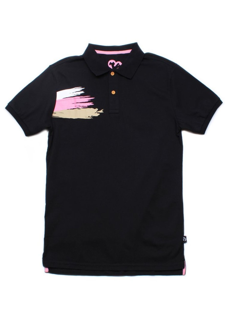 Men moleyapparels | Paint Brush Polo T-Shirt Black (Men'S Polo)