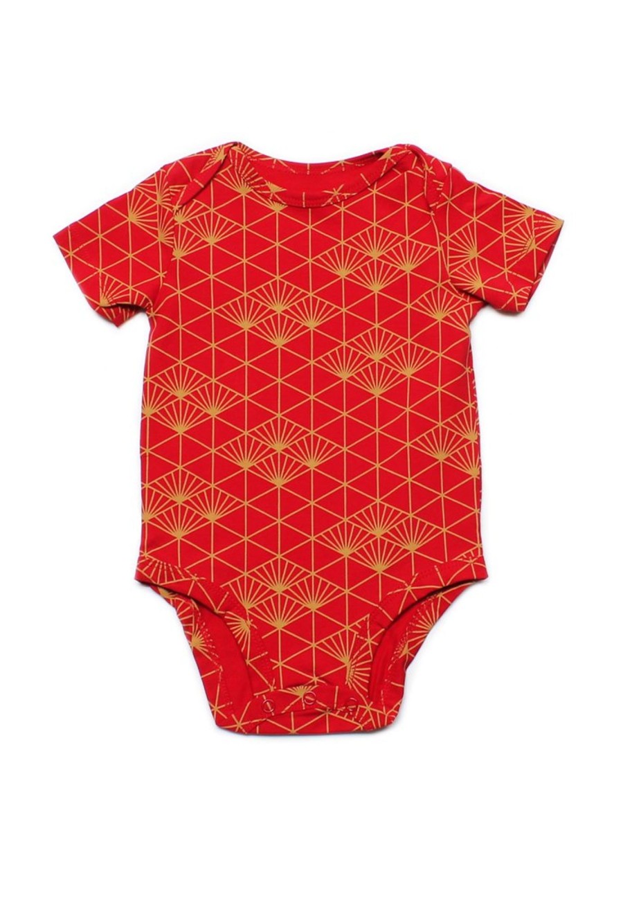 Matching Sets moleyapparels | Japanese Sunray Print Romper Red (Baby Romper)