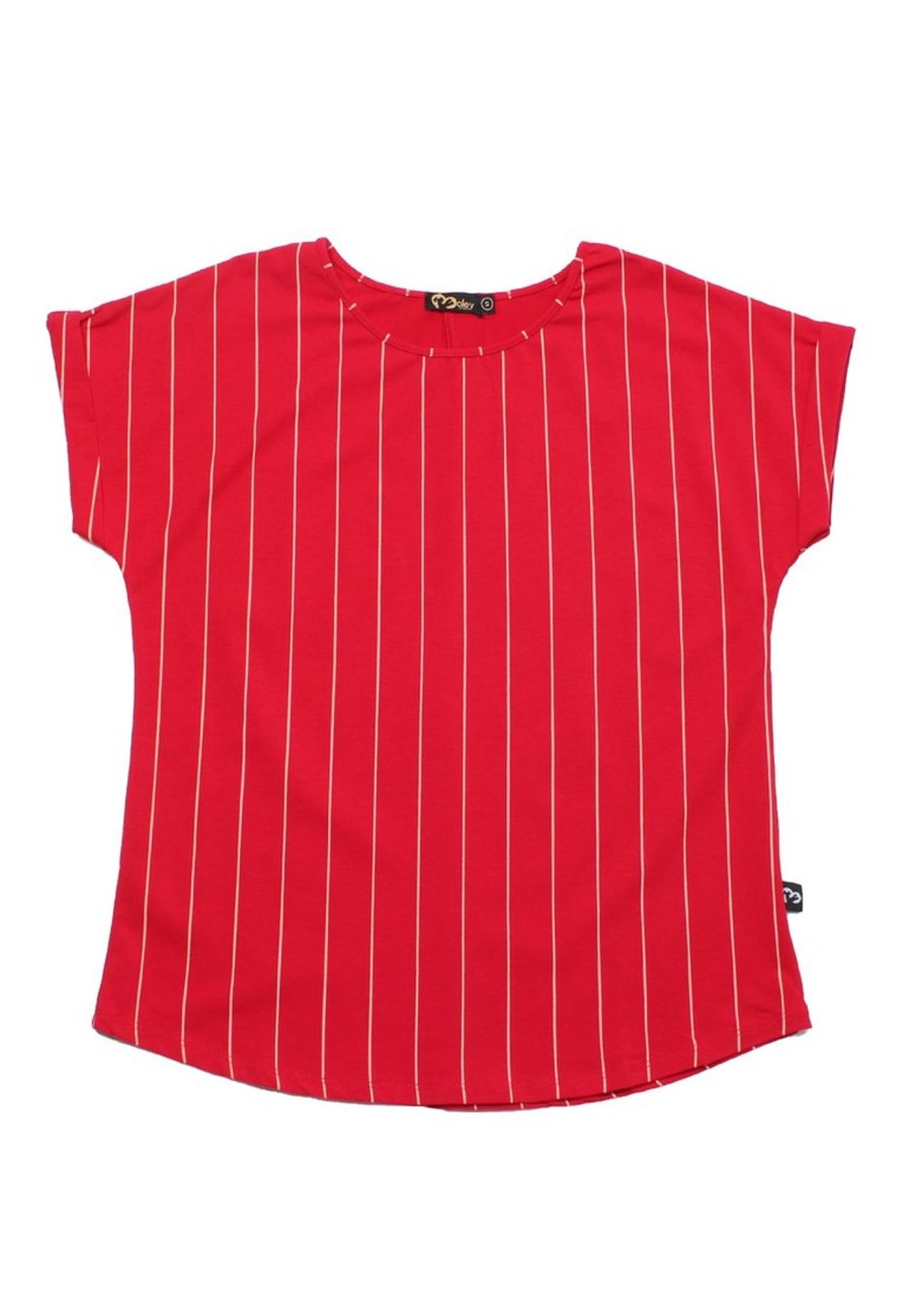 Matching Sets moleyapparels | Baseball Stripes Blouse Red (Ladies' Top)