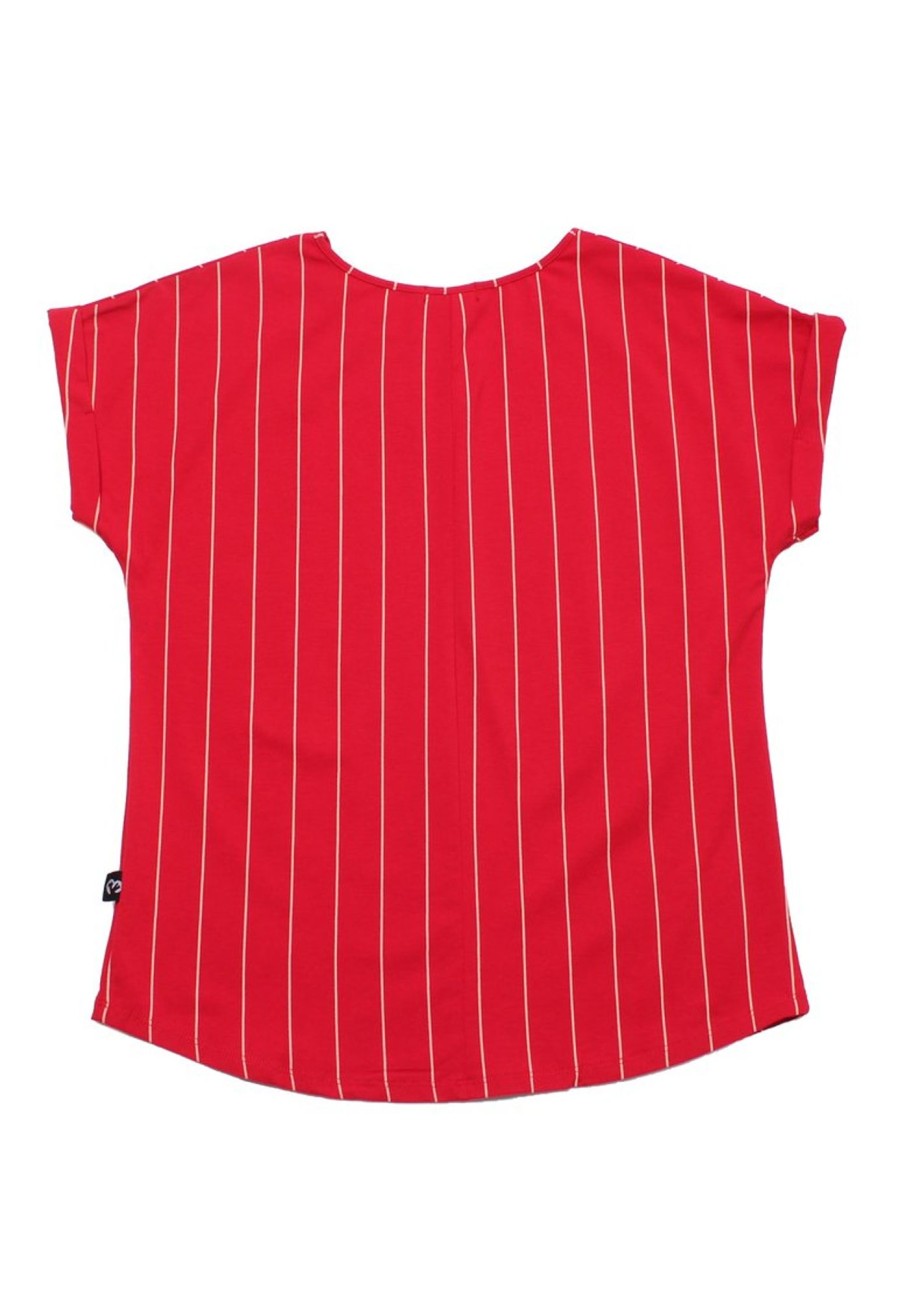 Matching Sets moleyapparels | Baseball Stripes Blouse Red (Ladies' Top)