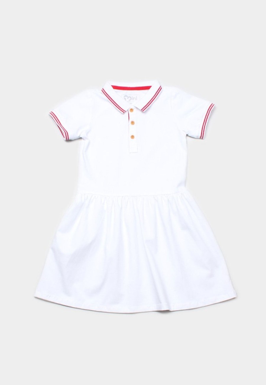 Matching Sets moleyapparels | Twin Tipped Polo Dress White (Girl'S Dress)