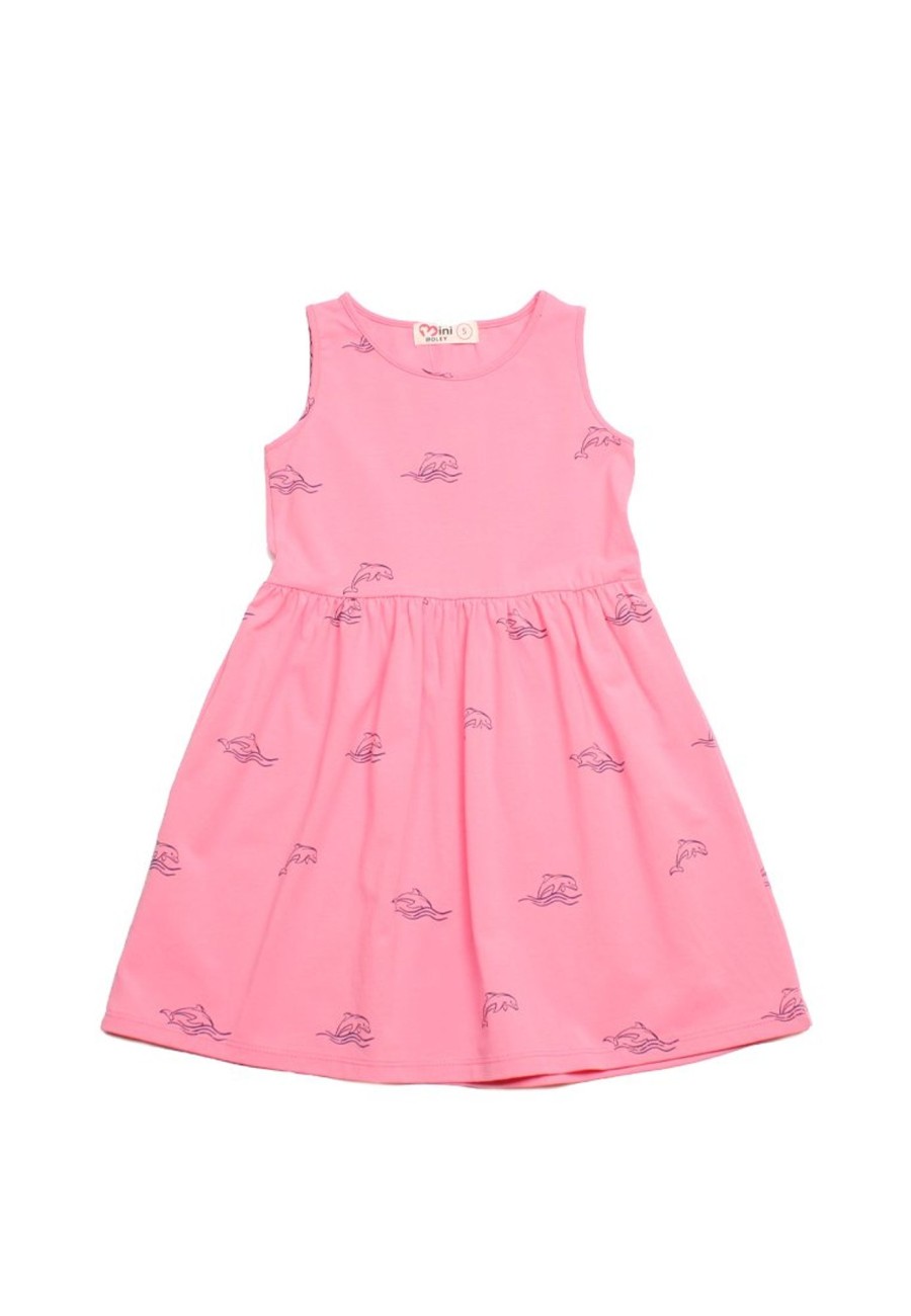 Matching Sets moleyapparels | Dolphin Print Dress Pink (Girl'S Dress)