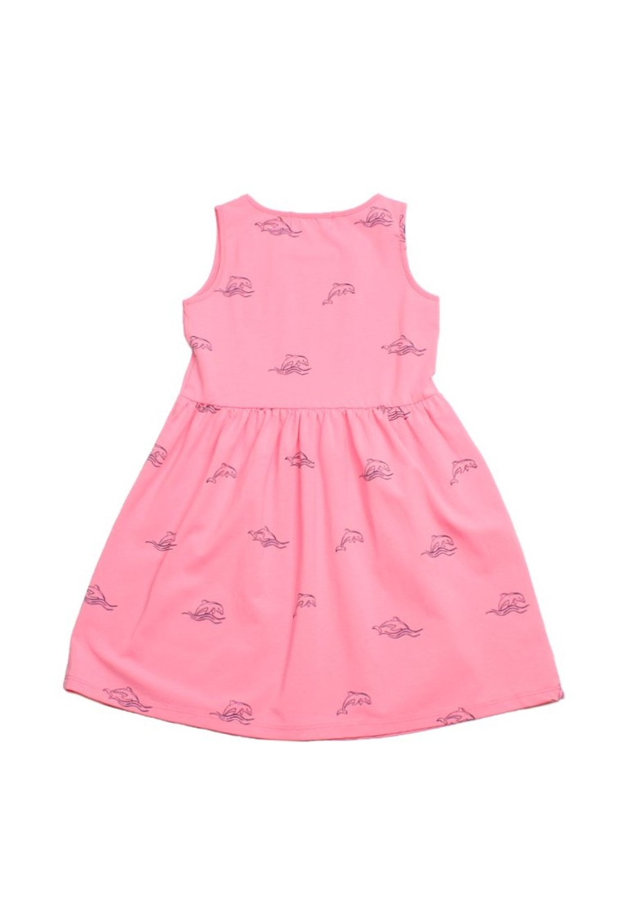 Matching Sets moleyapparels | Dolphin Print Dress Pink (Girl'S Dress)