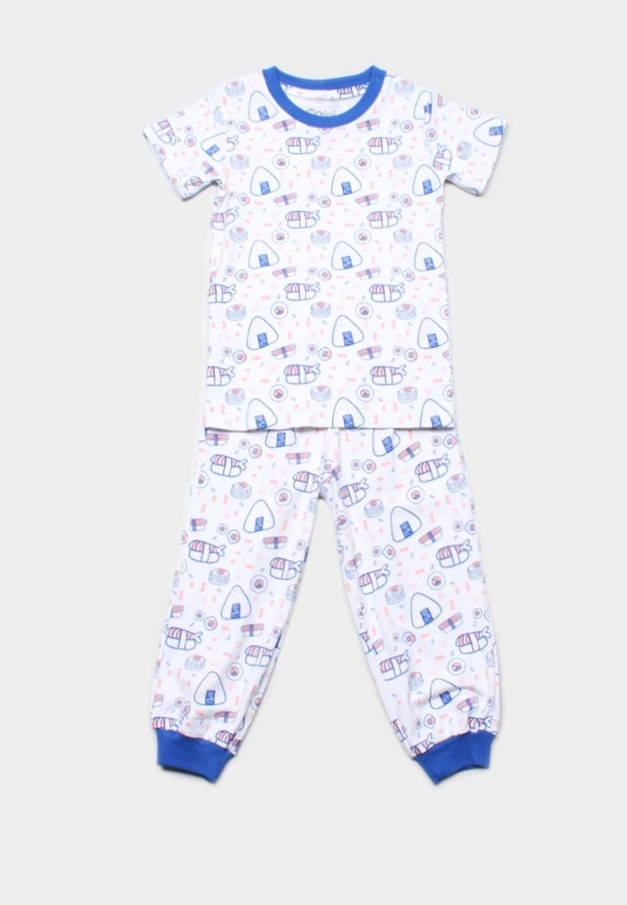 Kids Pyjamas moleyapparels | Sushi Print Pyjamas Set White/Blue (Kids' Pyjamas)