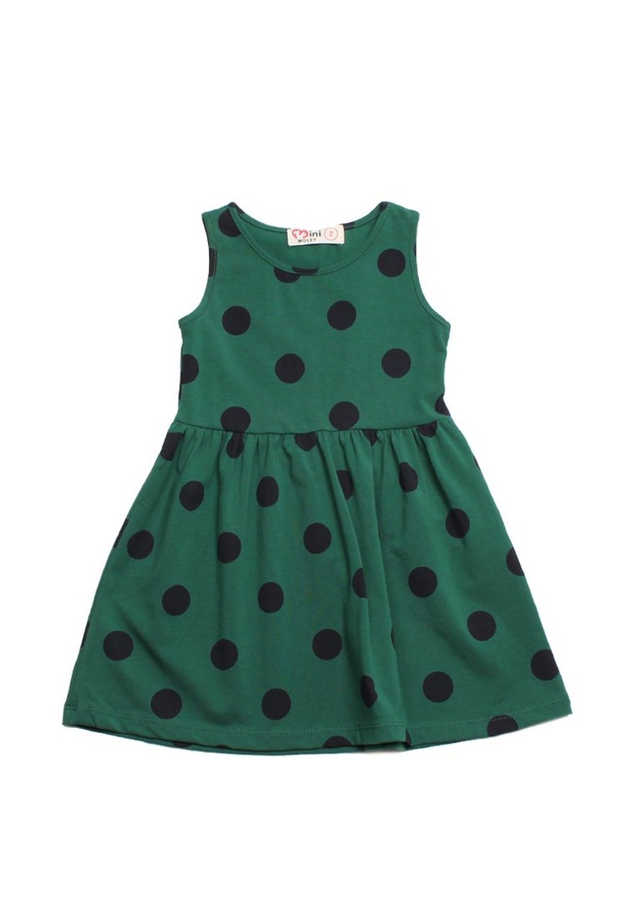 Girls moleyapparels | Polka Dots Print Dress Green (Girl'S Dress)