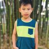 Boys moleyapparels | Colour Block Pocket Singlet Green (Boy'S Singlet)