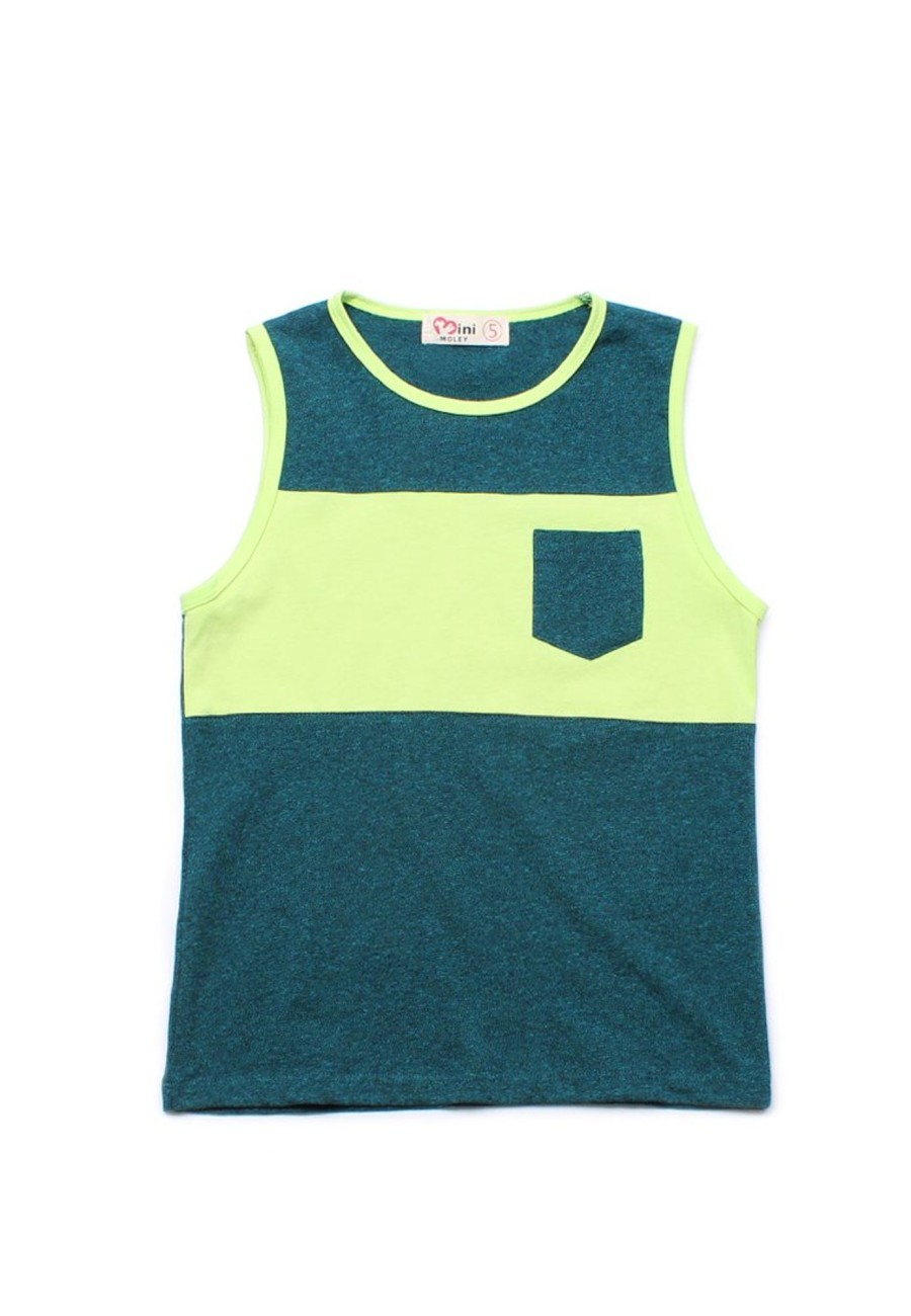 Boys moleyapparels | Colour Block Pocket Singlet Green (Boy'S Singlet)