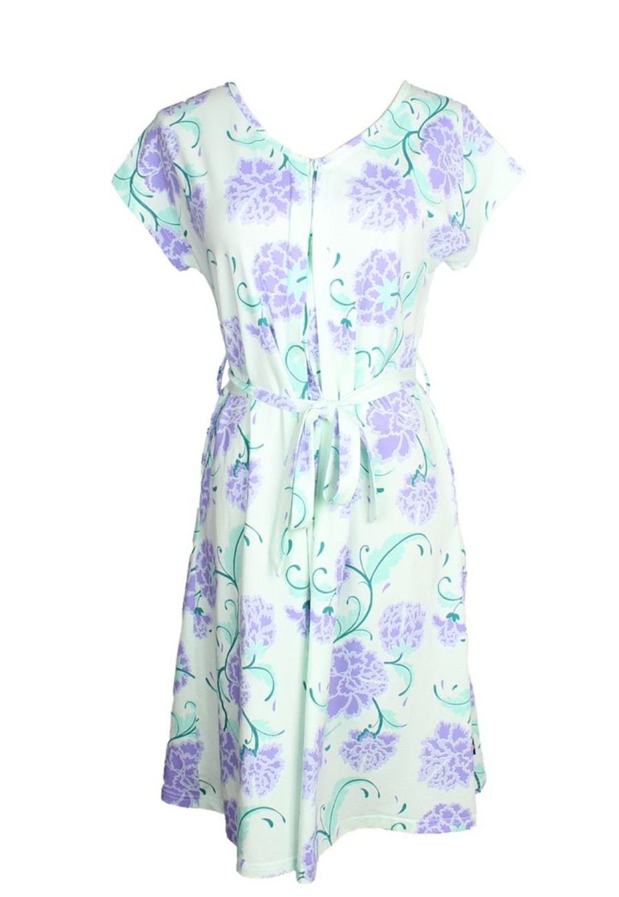 Matching Sets moleyapparels | Peony Floral Print Nursing Ladies Flare Dress Cyan