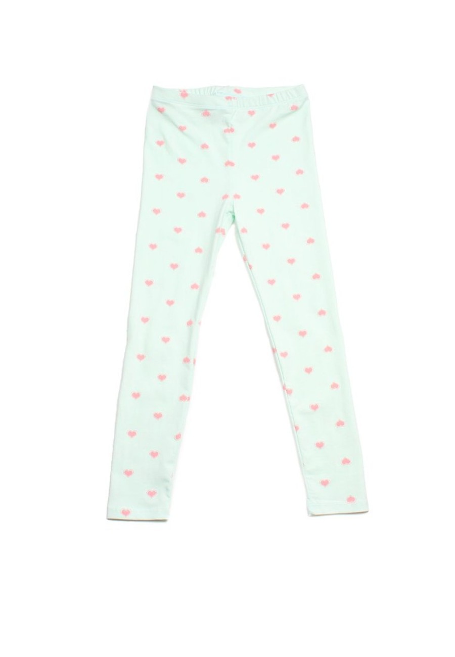 Matching Sets moleyapparels | Double Hearts Print Leggings Cyan (Girl'S Bottom)