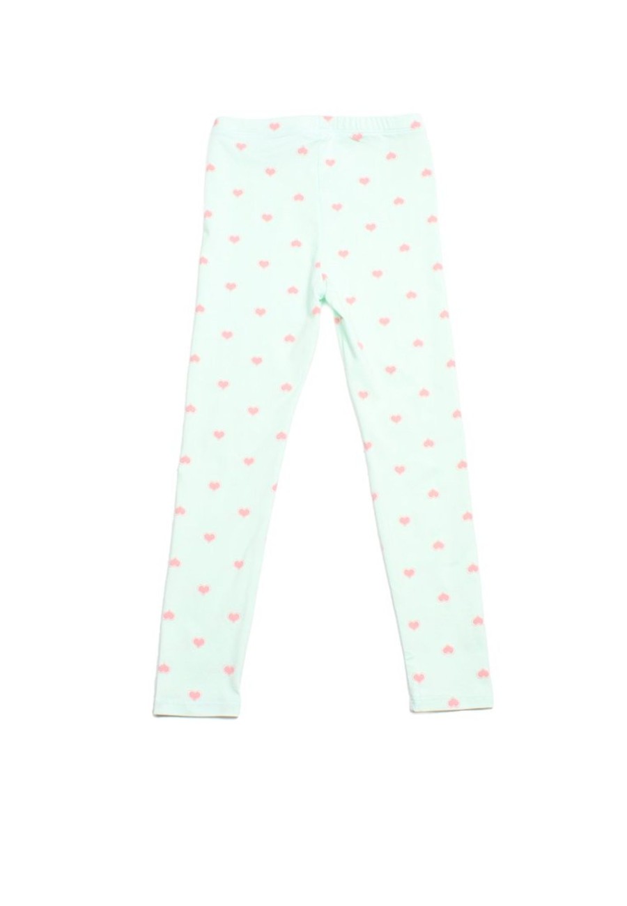 Matching Sets moleyapparels | Double Hearts Print Leggings Cyan (Girl'S Bottom)