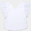 Ladies moleyapparels | Ruffles V-Neck Eyelet Blouse White (Ladies' Top)