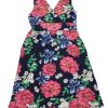 Ladies moleyapparels | Floral Print Criss Cross Dress Navy (Ladies' Dress)