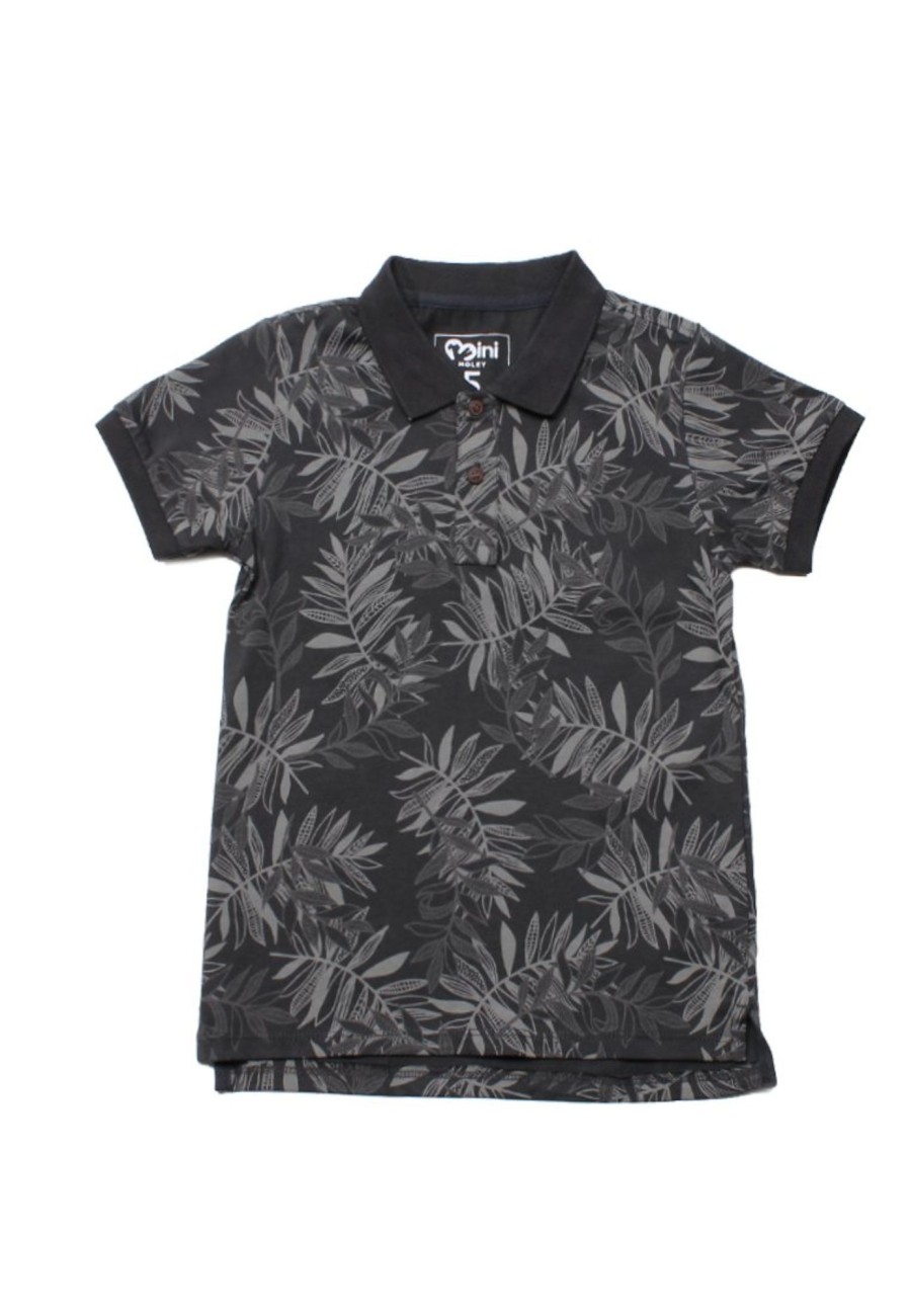 Matching Sets moleyapparels | Tropical Print Polo T-Shirt Grey (Boy'S T-Shirt)