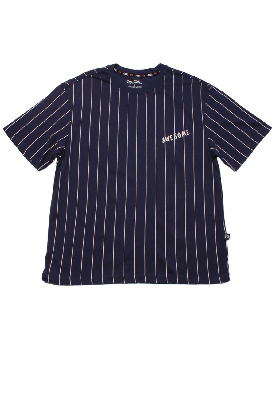 Matching Sets moleyapparels | Awesome Baseball Stripes Oversized T-Shirt Navy (Men'S T-Shirt)