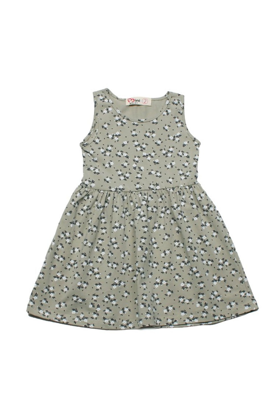 Girls moleyapparels | Petit Floral Print Dress Greenish Grey (Girl'S Dress)