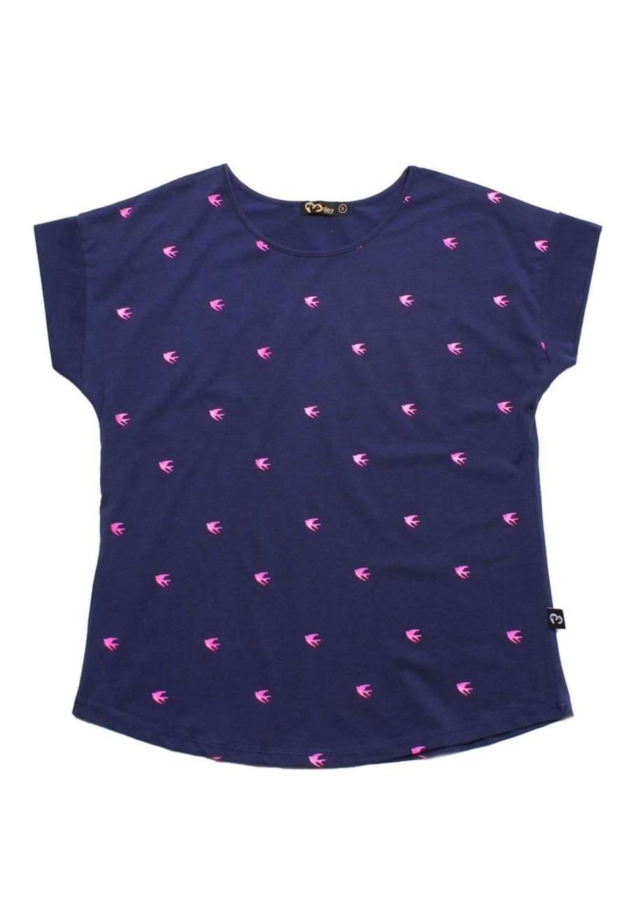 Ladies moleyapparels | Swallow Print Blouse Navy (Ladies' Top)