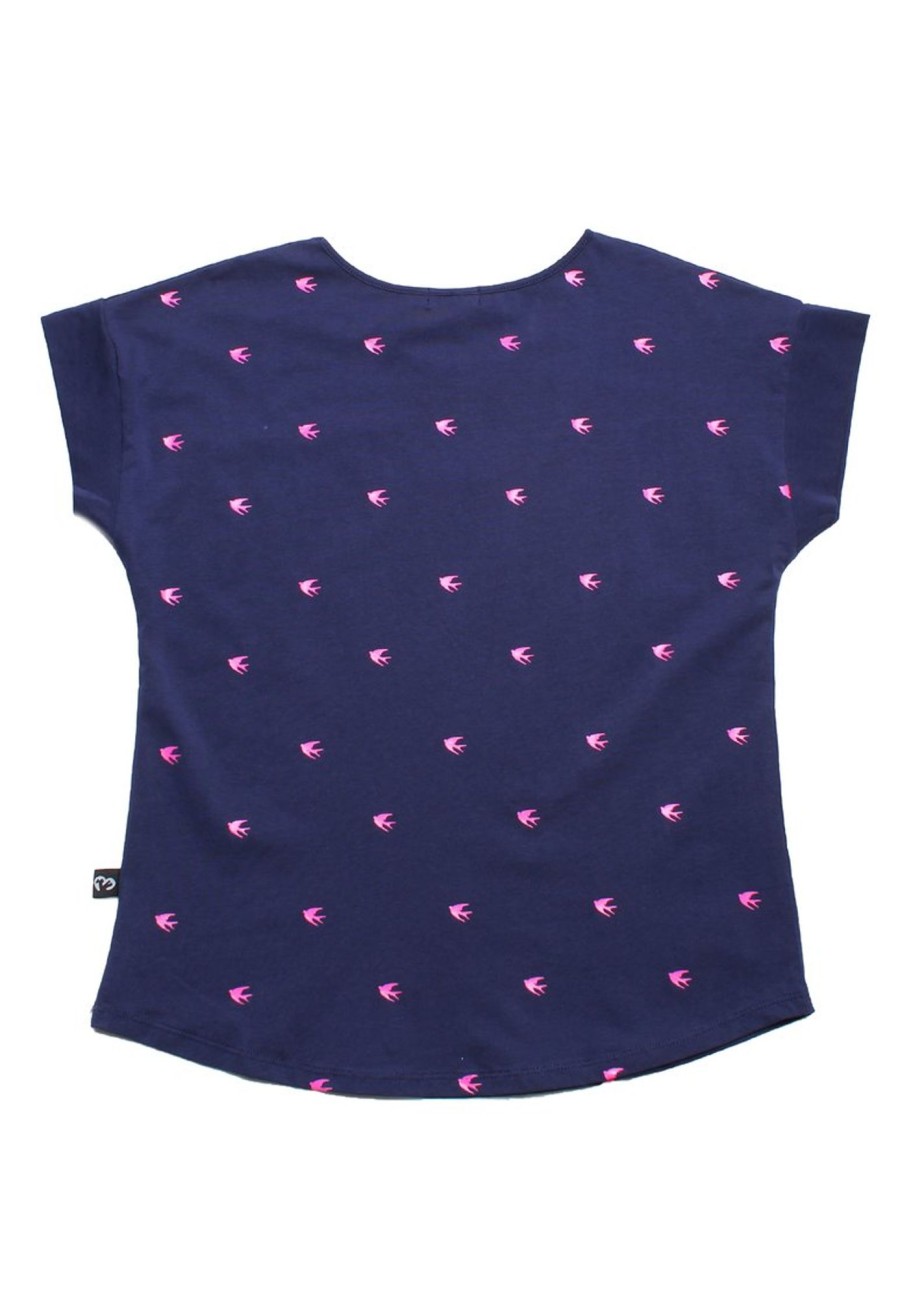 Ladies moleyapparels | Swallow Print Blouse Navy (Ladies' Top)