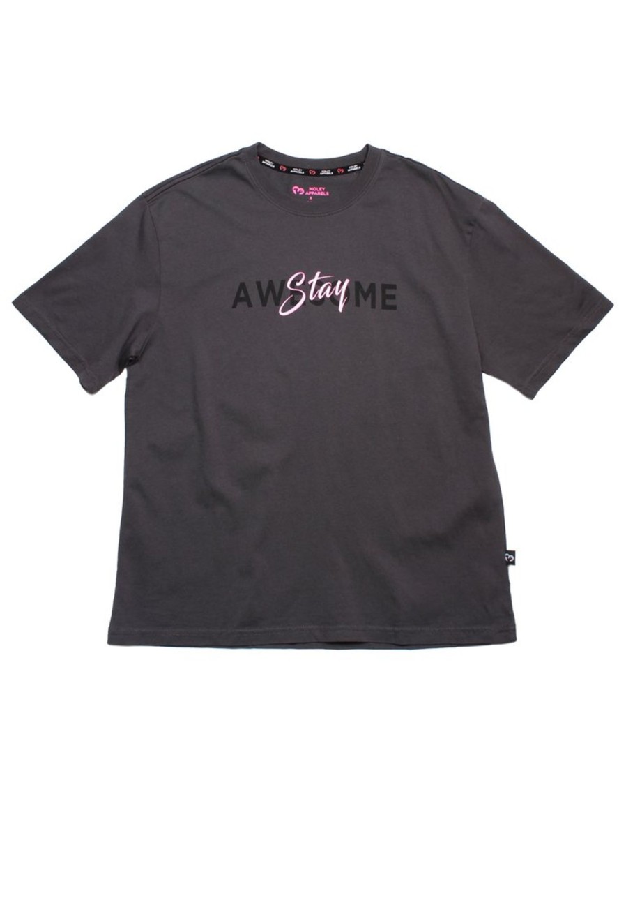 Men moleyapparels | Stay Awesome Premium Oversized T-Shirt Darkgrey (Men'S T-Shirt)