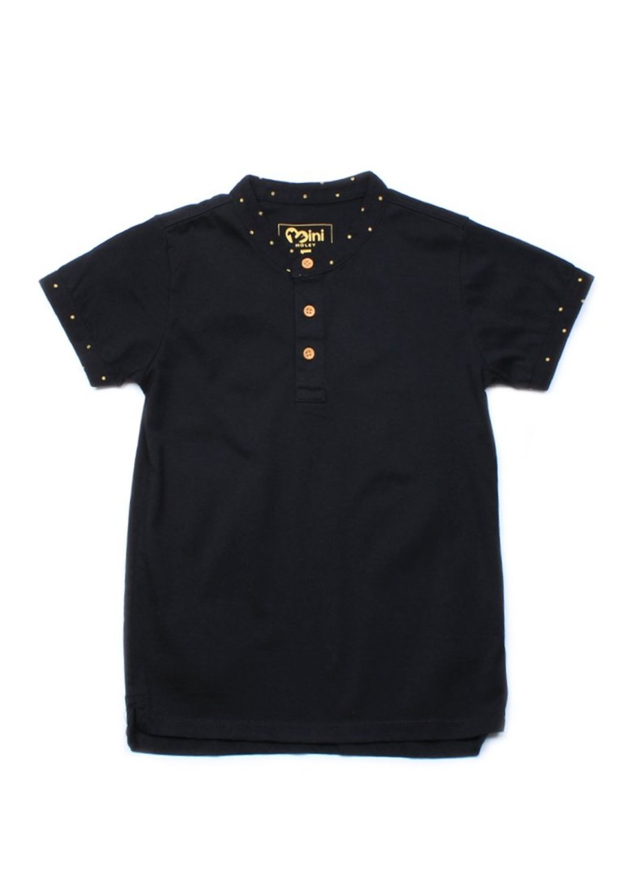 Boys moleyapparels | Polka Dots Trims Polo T-Shirt Black (Boy'S T-Shirt)