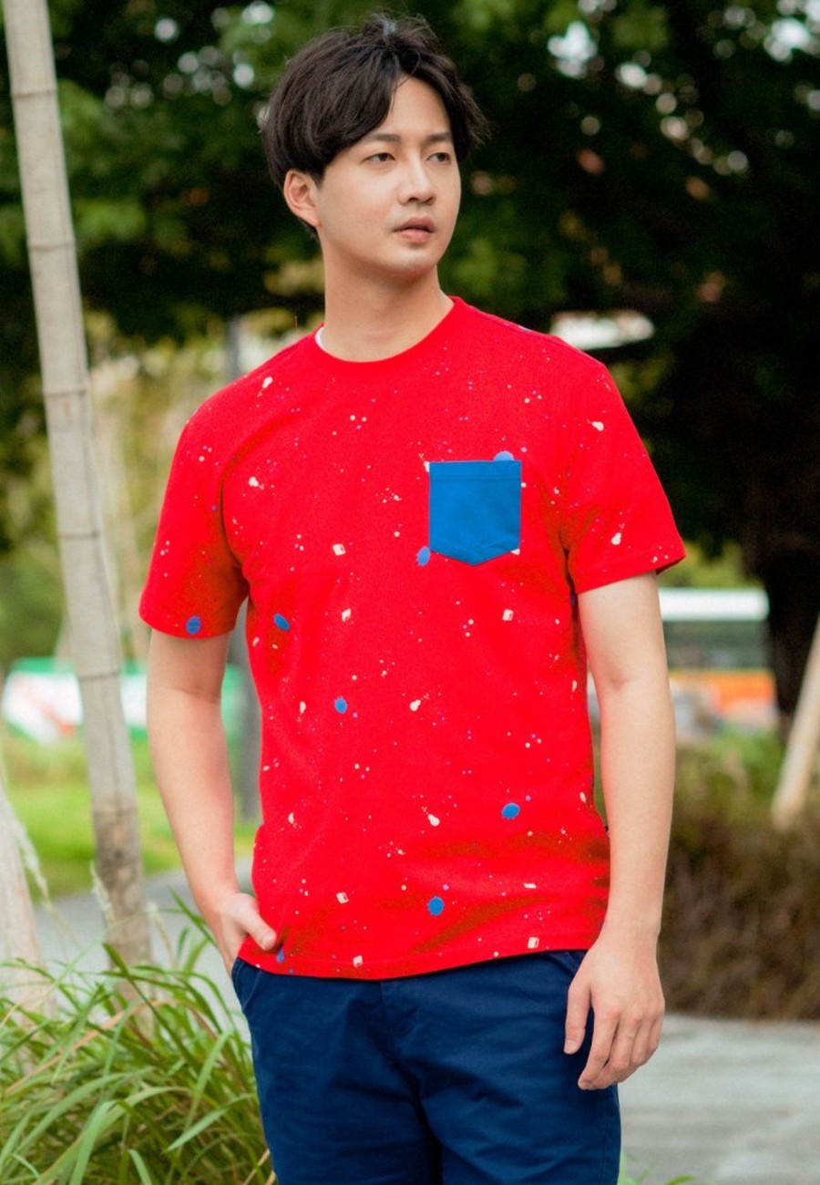 Men moleyapparels | Paint Splatter T-Shirt Red (Men'S T-Shirt)