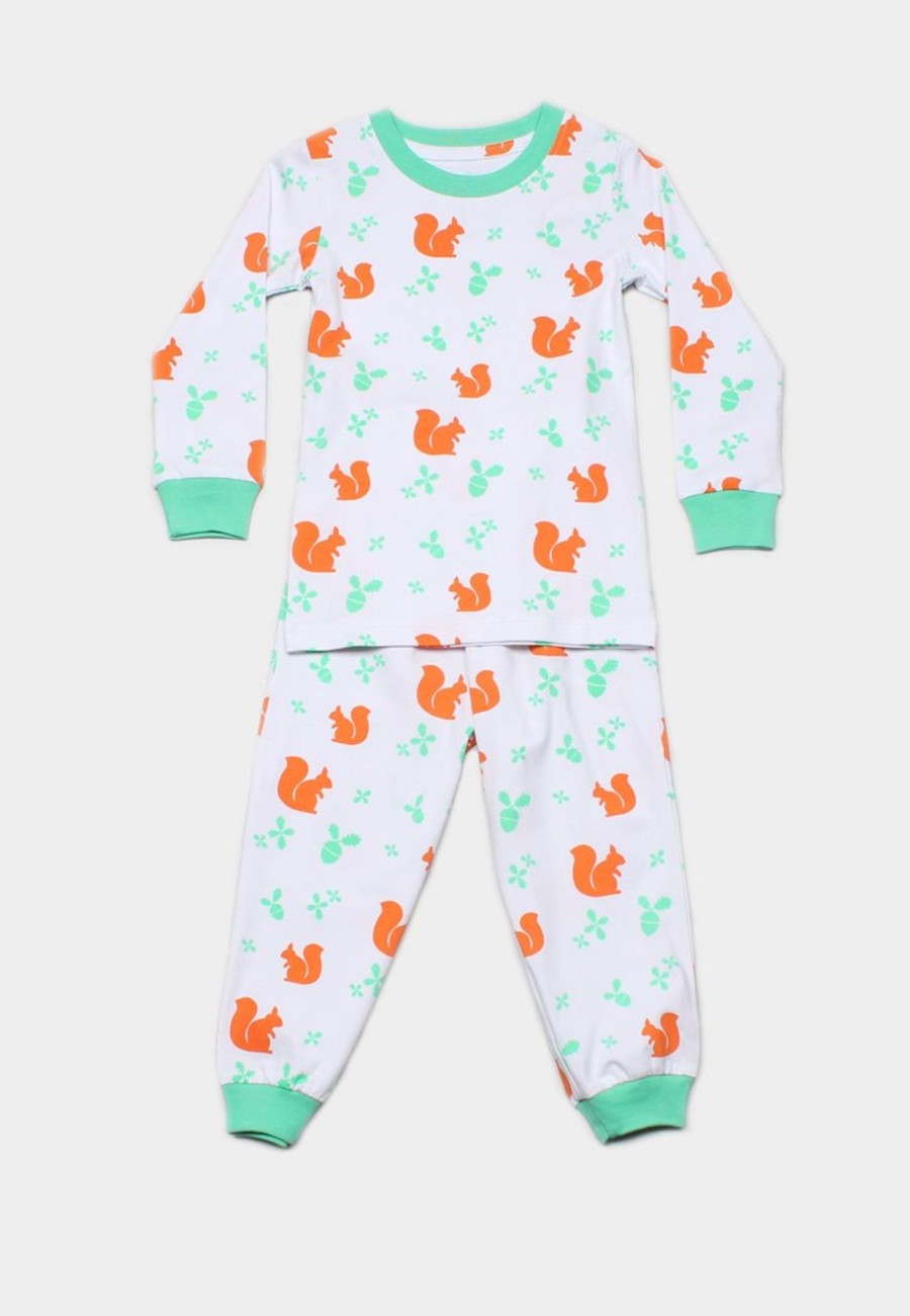 Kids Pyjamas moleyapparels | Squirrel Print Pyjamas Set White (Kids' Pyjamas)