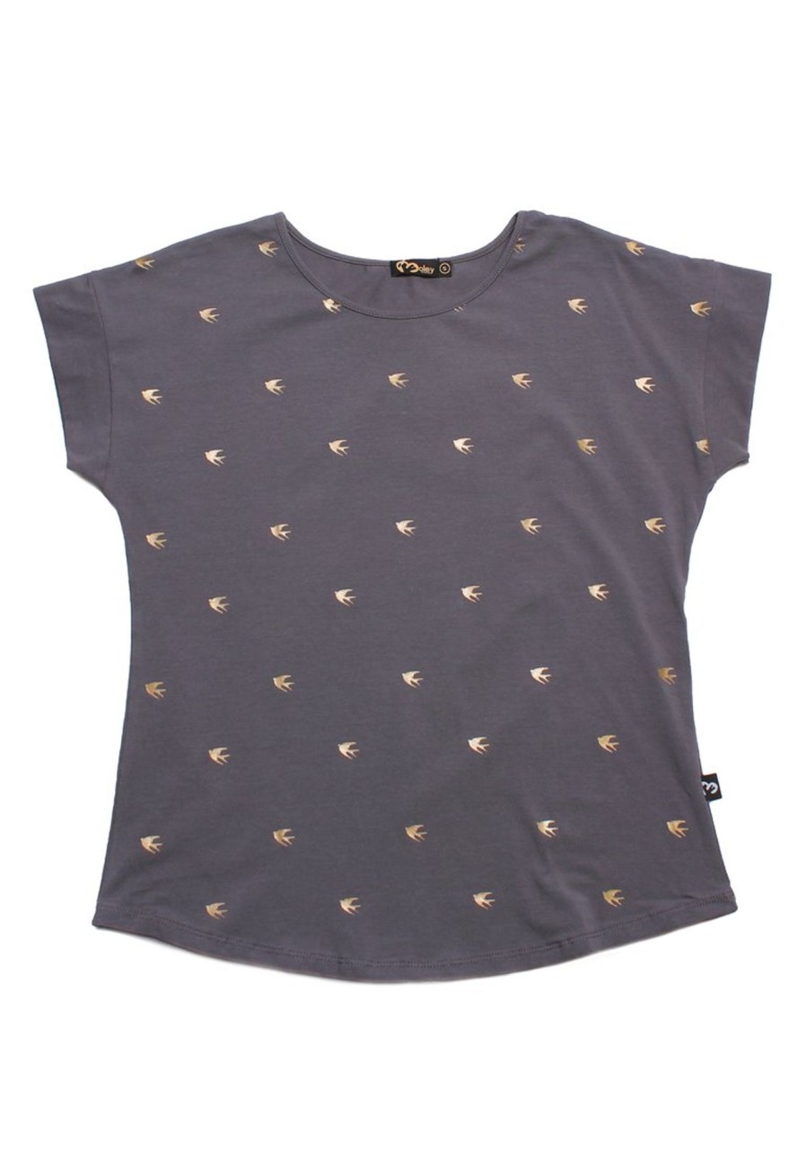 Ladies moleyapparels | Swallow Print Blouse Grey (Ladies' Top)