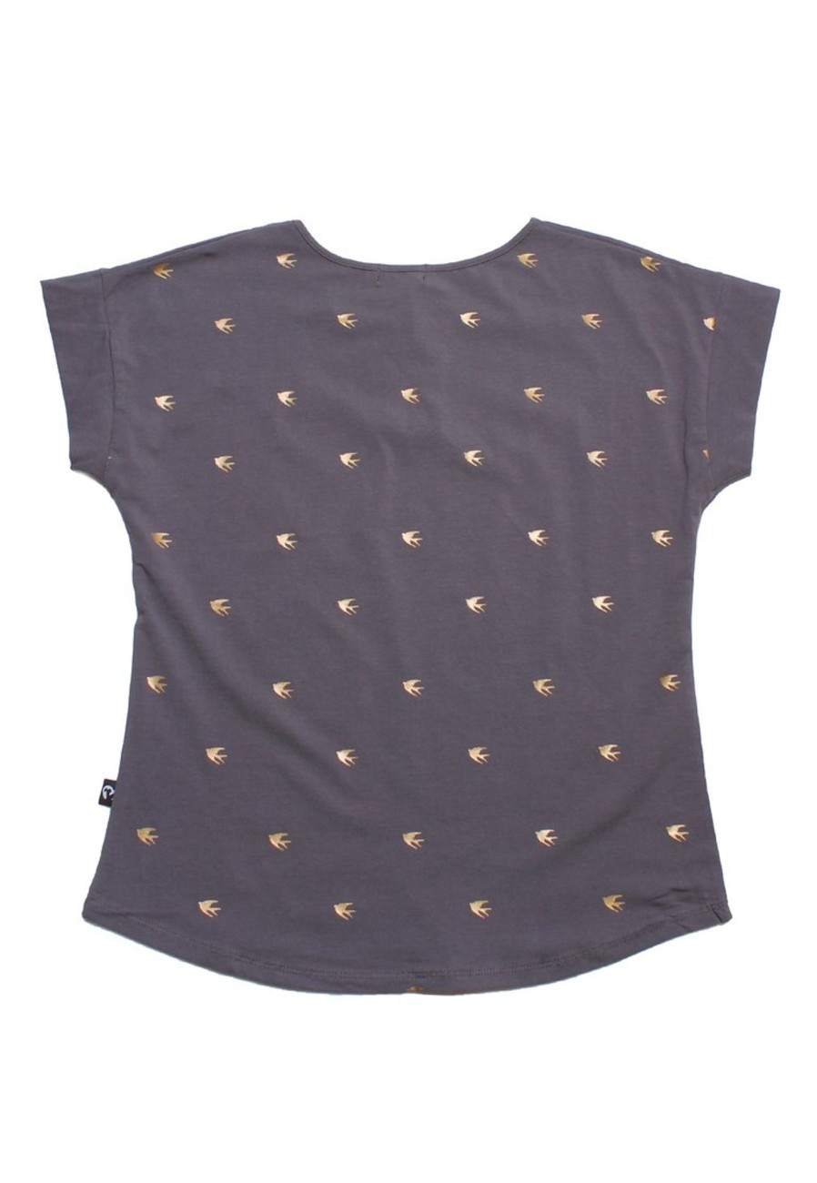 Ladies moleyapparels | Swallow Print Blouse Grey (Ladies' Top)