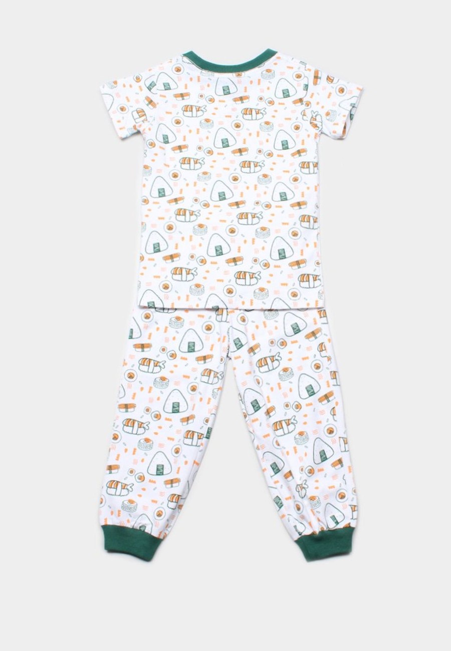 Kids Pyjamas moleyapparels | Sushi Print Pyjamas Set White/Green (Kids' Pyjamas)