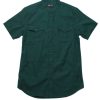 Matching Sets moleyapparels | Brushed Cotton Mandarin Collar Short Sleeve Shirt Green (Men'S Shirt)