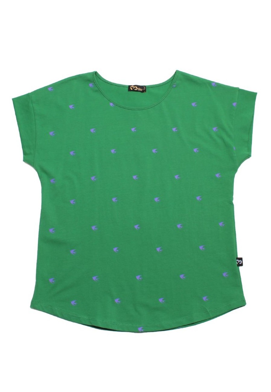 Ladies moleyapparels | Swallow Print Blouse Green (Ladies' Top)