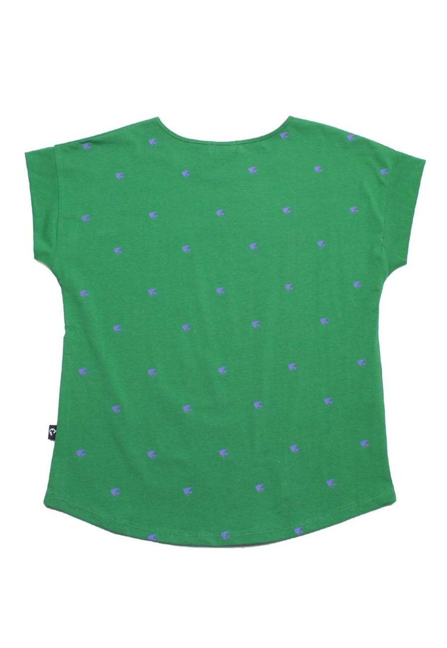 Ladies moleyapparels | Swallow Print Blouse Green (Ladies' Top)