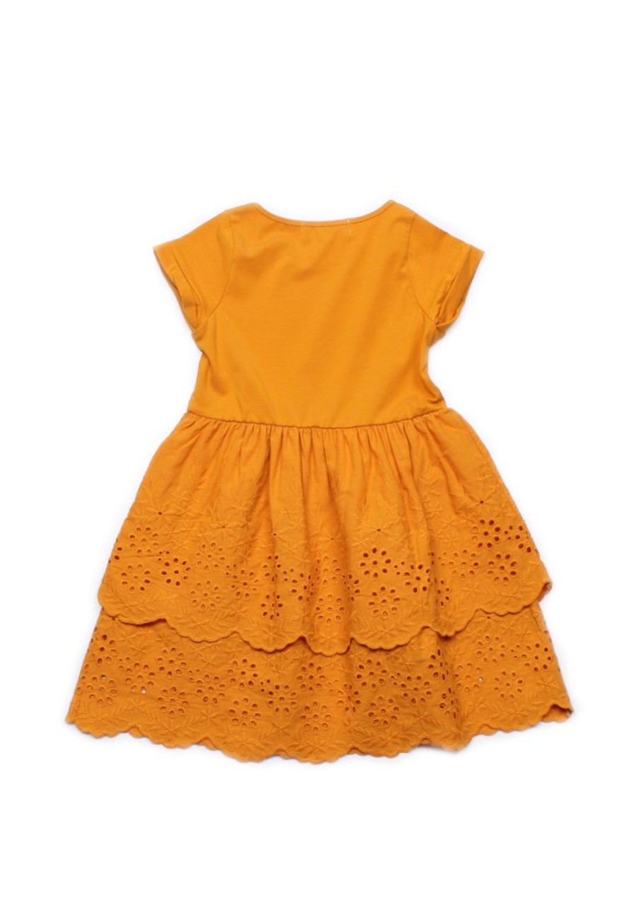 Girls moleyapparels | Eyelet Layered Premium Dress Yellow (Girl'S Dress)