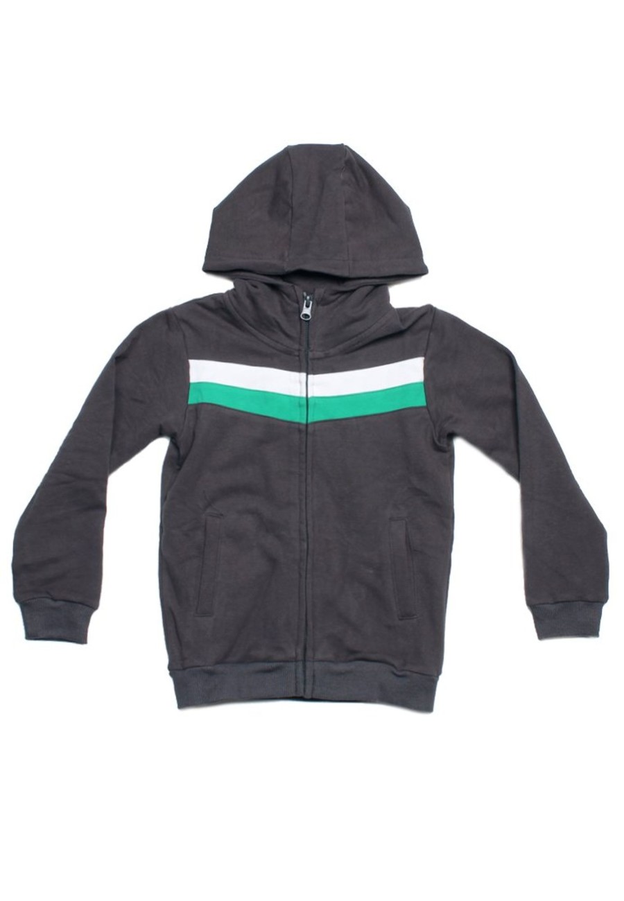 Kids Jackets moleyapparels | Colour Block Chevron Hoodie Jacket Darkgrey (Kids' Jacket)