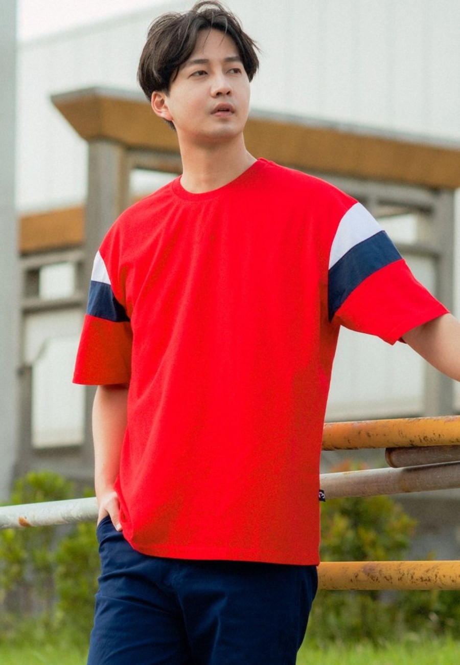 Men moleyapparels | Colour Block Oversized T-Shirt Red (Men'S T-Shirt)