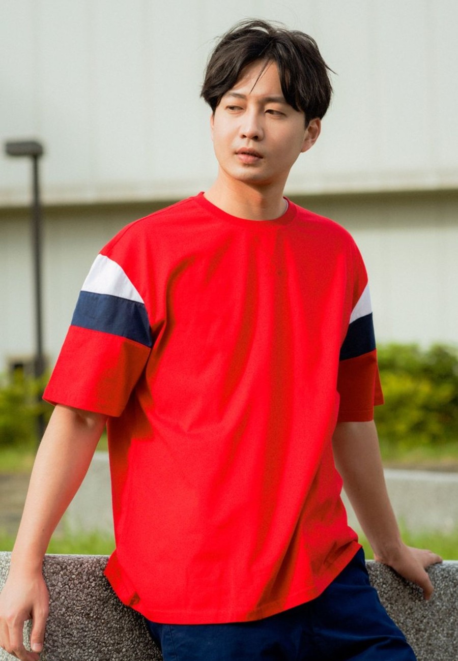 Men moleyapparels | Colour Block Oversized T-Shirt Red (Men'S T-Shirt)