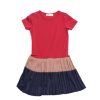 Matching Sets moleyapparels | Colour Block Tiered Pleated Girl'S Dress Red